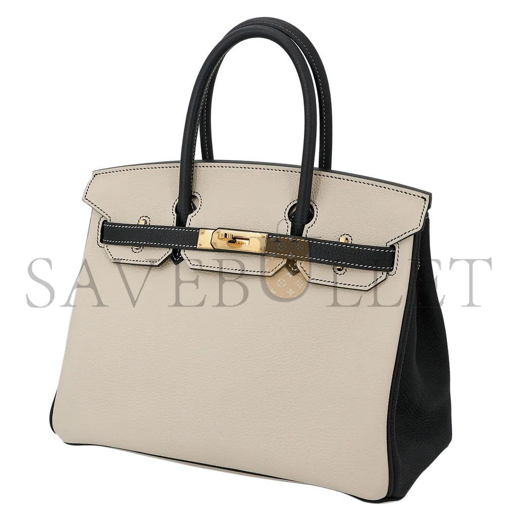 HERMES BIRKIN 25 EPSOM MILKSHAKE WHITE TINWARE GREY GOLD BUCKLE BAG H028368CK3S (25*20*13cm)